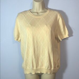 Brooks brother “346” supima cotton short sleeve argyle sweater butter yellow XL